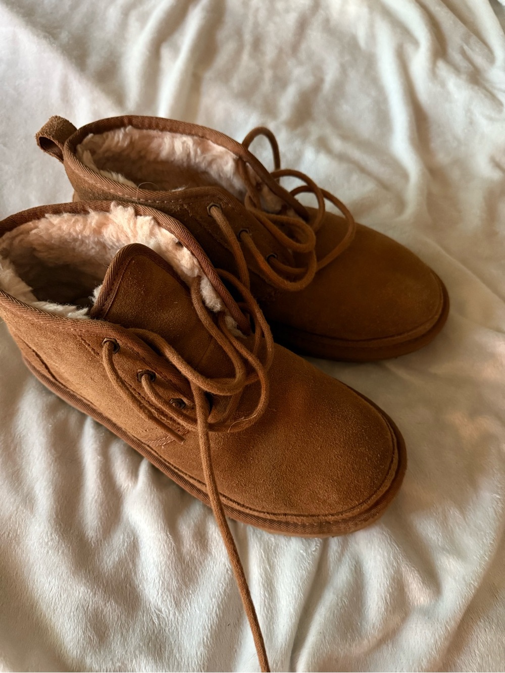 UGG Chestnut Brown Suede Lace-Up Shearling Boots
